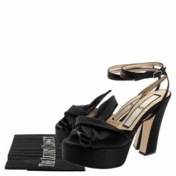 N21 Black Satin Knot Ankle Strap Platform Sandals Size 39 Women 10 N21 Black Satin Knot Ankle Strap Platform Sandals Size 39 Women -N21shop luxury women n21 used shoes p613380 002