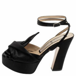 N21 Black Satin Knot Ankle Strap Platform Sandals Size 39 Women 3 N21 Black Satin Knot Ankle Strap Platform Sandals Size 39 Women -N21shop luxury women n21 used shoes p613380 003