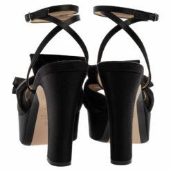 N21 Black Satin Knot Ankle Strap Platform Sandals Size 39 Women 6 N21 Black Satin Knot Ankle Strap Platform Sandals Size 39 Women -N21shop luxury women n21 used shoes p613380 005