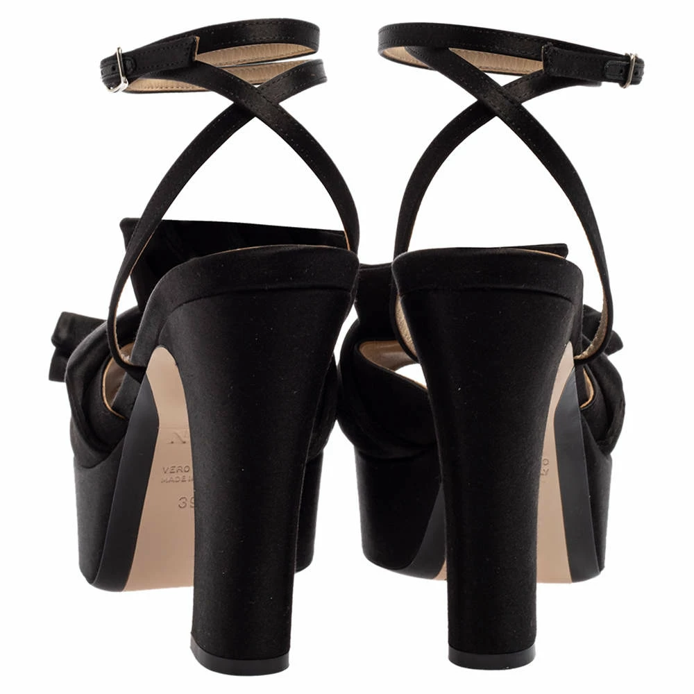 N21 Black Satin Knot Ankle Strap Platform Sandals Size 39 Women N21 Black Satin Knot Ankle Strap Platform Sandals Size 39 Women -N21shop luxury women n21 used shoes p613380 005