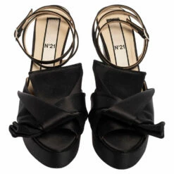 N21 Black Satin Knot Ankle Strap Platform Sandals Size 39 Women 4 N21 Black Satin Knot Ankle Strap Platform Sandals Size 39 Women -N21shop luxury women n21 used shoes p613380 006