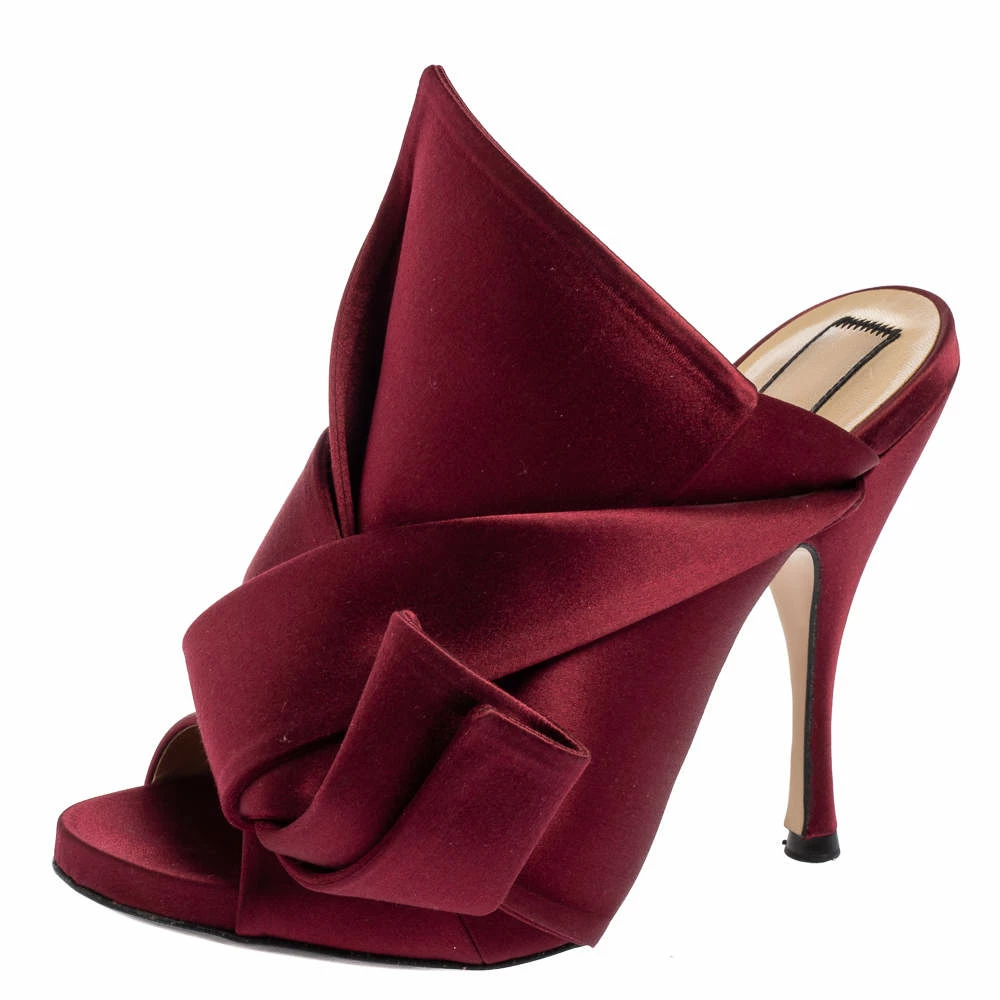 N21 N°21 Burgundy Satin Ronny Pleated Slide Sandals Size 37 Women N21 N°21 Burgundy Satin Ronny Pleated Slide Sandals Size 37 Women -N21shop luxury women n21 used shoes p615137 005
