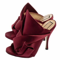 N21 N°21 Burgundy Satin Ronny Pleated Slide Sandals Size 37 Women 5 N21 N°21 Burgundy Satin Ronny Pleated Slide Sandals Size 37 Women -N21shop luxury women n21 used shoes p615137 007