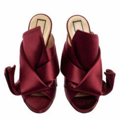 N21 N°21 Burgundy Satin Ronny Pleated Slide Sandals Size 37 Women 4 N21 N°21 Burgundy Satin Ronny Pleated Slide Sandals Size 37 Women -N21shop luxury women n21 used shoes p615137 008