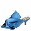 N21 Nº21 Blue Satin Raso Knot Peep Toe Kitten Heel Mules Size 36.5 Women Sandals -N21shop luxury women n21 used shoes p617331 002