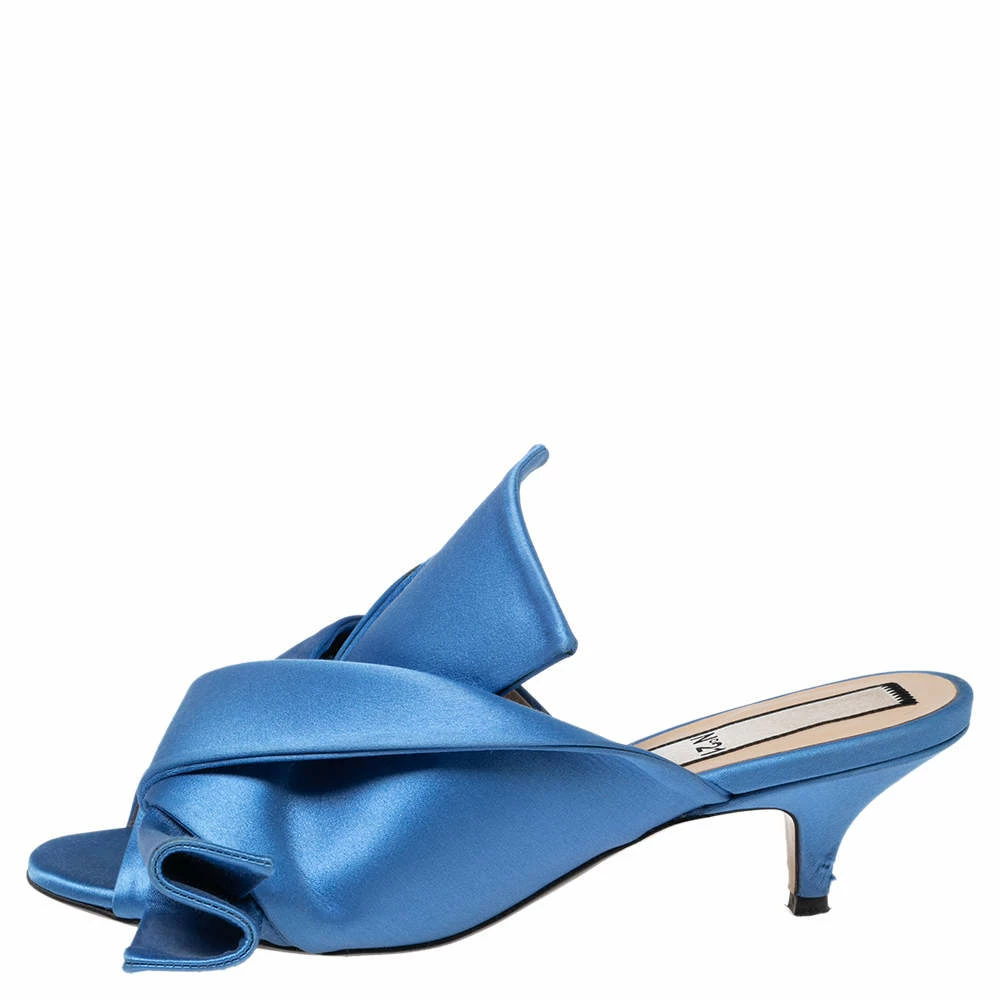 N21 Nº21 Blue Satin Raso Knot Peep Toe Kitten Heel Mules Size 36.5 Women Sandals N21 Nº21 Blue Satin Raso Knot Peep Toe Kitten Heel Mules Size 36.5 Women Sandals -N21shop luxury women n21 used shoes p617331 003