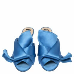 N21 Nº21 Blue Satin Raso Knot Peep Toe Kitten Heel Mules Size 36.5 Women Sandals 4 N21 Nº21 Blue Satin Raso Knot Peep Toe Kitten Heel Mules Size 36.5 Women Sandals -N21shop luxury women n21 used shoes p617331 005