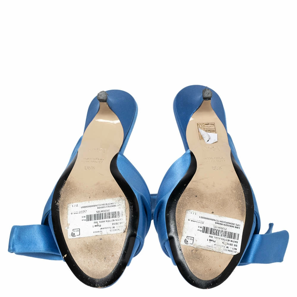 N21 Nº21 Blue Satin Raso Knot Peep Toe Kitten Heel Mules Size 36.5 Women Sandals N21 Nº21 Blue Satin Raso Knot Peep Toe Kitten Heel Mules Size 36.5 Women Sandals -N21shop luxury women n21 used shoes p617331 007