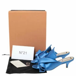 N21 Nº21 Blue Satin Raso Knot Peep Toe Kitten Heel Mules Size 36.5 Women Sandals 10 N21 Nº21 Blue Satin Raso Knot Peep Toe Kitten Heel Mules Size 36.5 Women Sandals -N21shop luxury women n21 used shoes p617331 010