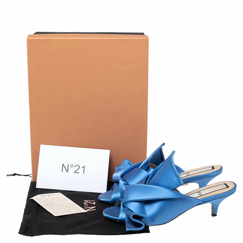 N21 Nº21 Blue Satin Raso Knot Peep Toe Kitten Heel Mules Size 36.5 Women Sandals N21 Nº21 Blue Satin Raso Knot Peep Toe Kitten Heel Mules Size 36.5 Women Sandals -N21shop luxury women n21 used shoes p617331 010