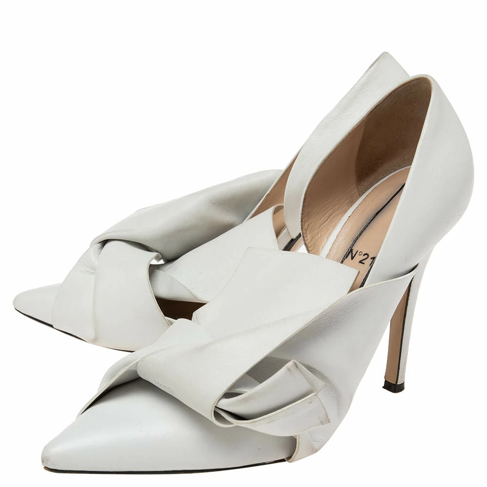 N21 N°21 White Leather Tundra Knotted Pointed Toe D'orsay Pumps Size 40 Women N21 N°21 White Leather Tundra Knotted Pointed Toe D'orsay Pumps Size 40 Women -N21shop luxury women n21 used shoes p617633 001