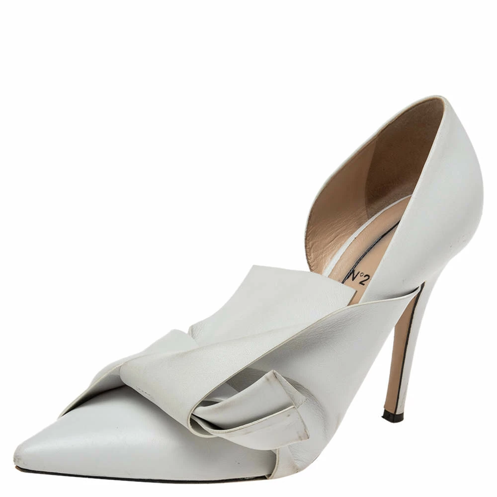 N21 N°21 White Leather Tundra Knotted Pointed Toe D'orsay Pumps Size 40 Women N21 N°21 White Leather Tundra Knotted Pointed Toe D'orsay Pumps Size 40 Women -N21shop luxury women n21 used shoes p617633 002