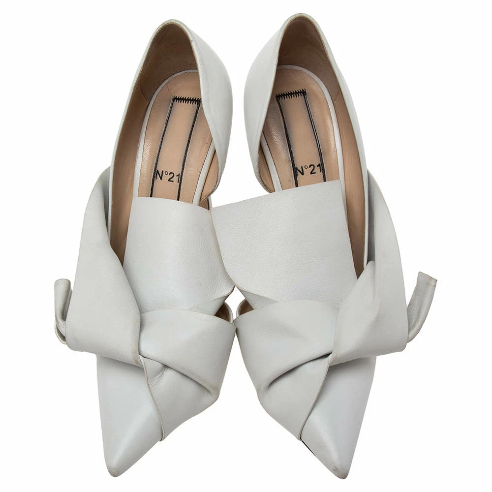 N21 N°21 White Leather Tundra Knotted Pointed Toe D'orsay Pumps Size 40 Women N21 N°21 White Leather Tundra Knotted Pointed Toe D'orsay Pumps Size 40 Women -N21shop luxury women n21 used shoes p617633 005