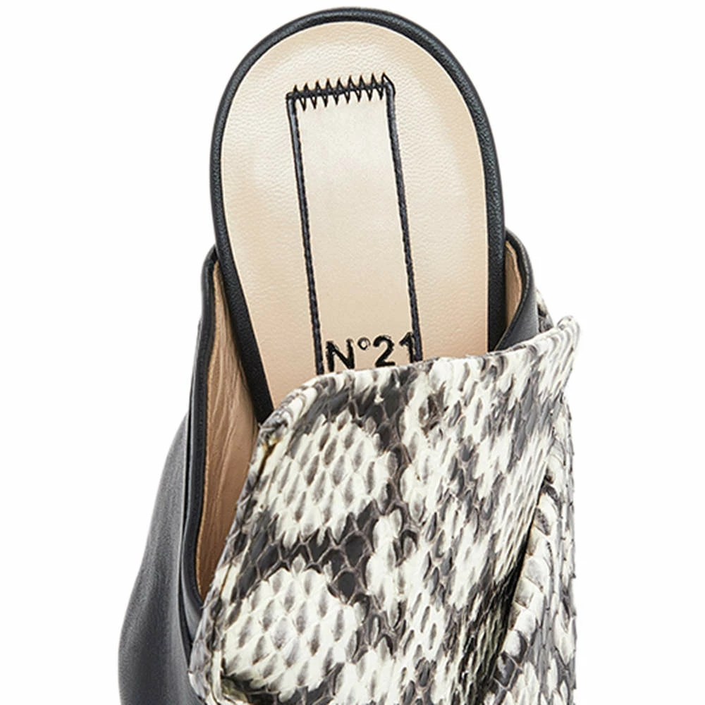 N21 Black/Beige Python Leather Knot Mule Sandals Size 40 Women N21 Black/Beige Python Leather Knot Mule Sandals Size 40 Women -N21shop luxury women n21 used shoes p619165 001