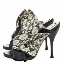 N21 Black/Beige Python Leather Knot Mule Sandals Size 40 Women 5 N21 Black/Beige Python Leather Knot Mule Sandals Size 40 Women -N21shop luxury women n21 used shoes p619165 003