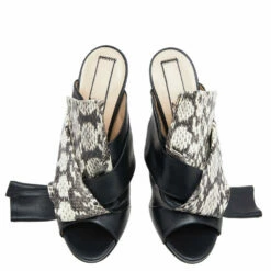N21 Black/Beige Python Leather Knot Mule Sandals Size 40 Women 4 N21 Black/Beige Python Leather Knot Mule Sandals Size 40 Women -N21shop luxury women n21 used shoes p619165 005