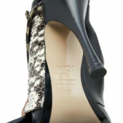 N21 Black/Beige Python Leather Knot Mule Sandals Size 40 Women 9 N21 Black/Beige Python Leather Knot Mule Sandals Size 40 Women -N21shop luxury women n21 used shoes p619165 008