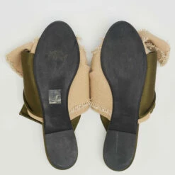 N21 Nº21 Army Green/Beige Satin And Canvas Raso Knot Flat Mules Size 39 Women Flats -N21shop luxury women n21 used shoes p621296 003