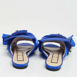N21 Nº21 Royal Blue Satin Embellished Knot Flat Mules Size 36.5 Women Sandals -N21shop luxury women n21 used shoes p624829 004