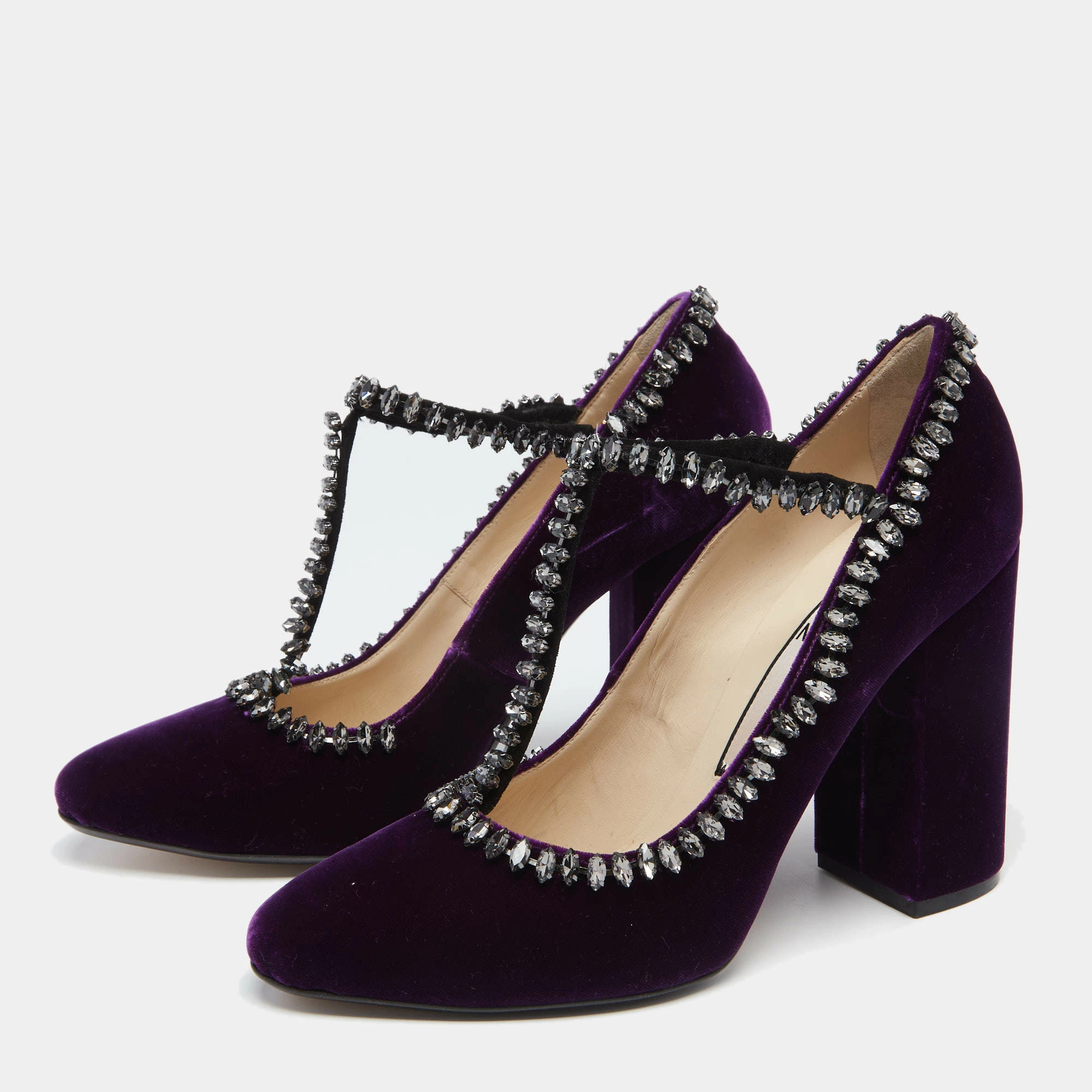 N21 N°21 Purple Velvet Crystal Embellished T Strap Block Heel Pumps Size 41 Women N21 N°21 Purple Velvet Crystal Embellished T Strap Block Heel Pumps Size 41 Women -N21shop luxury women n21 used shoes p632836 001