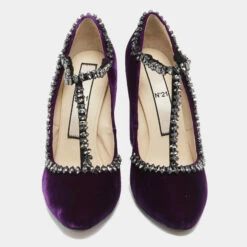 N21 N°21 Purple Velvet Crystal Embellished T Strap Block Heel Pumps Size 41 Women 4 N21 N°21 Purple Velvet Crystal Embellished T Strap Block Heel Pumps Size 41 Women -N21shop luxury women n21 used shoes p632836 002