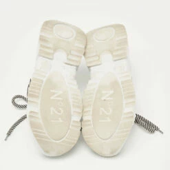 N21 Multicolor Leather And Fabric Lace Up Sneakers Size 35 Women -N21shop luxury women n21 used shoes p641215 010