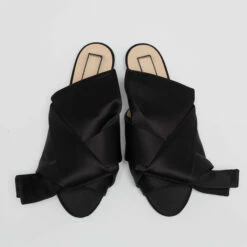 N21 Black Satin Knot Flat Mules Size 38 Women Flats 4 N21 Black Satin Knot Flat Mules Size 38 Women Flats -N21shop luxury women n21 used shoes p643419 005