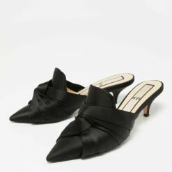 N21 Black Satin Knot Sandals Size 39 Women -N21shop luxury women n21 used shoes p648189 010