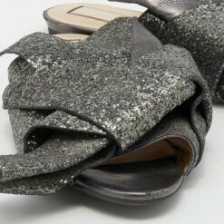N21 Nº21 Grey Coarse Glitter Bow Sandals Size 40 Women 8 N21 Nº21 Grey Coarse Glitter Bow Sandals Size 40 Women -N21shop luxury women n21 used shoes p649440 009