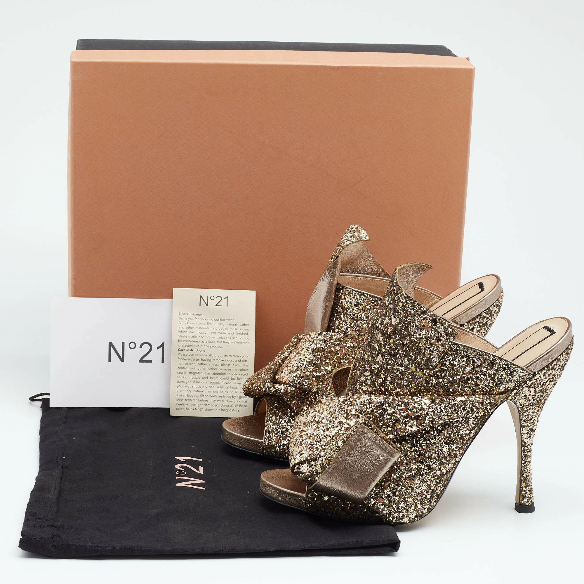 N21 Nº21 Gold Glitter and Leather Knot Sandals Size 39.5 Women N21 Nº21 Gold Glitter And Leather Knot Sandals Size 39.5 Women -N21shop luxury women n21 used shoes p652892 001