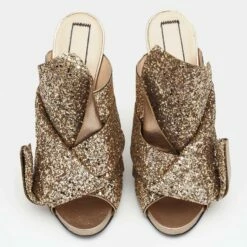 N21 Nº21 Gold Glitter And Leather Knot Sandals Size 39.5 Women 4 N21 Nº21 Gold Glitter And Leather Knot Sandals Size 39.5 Women -N21shop luxury women n21 used shoes p652892 004