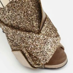 N21 Nº21 Gold Glitter And Leather Knot Sandals Size 39.5 Women 8 N21 Nº21 Gold Glitter And Leather Knot Sandals Size 39.5 Women -N21shop luxury women n21 used shoes p652892 006
