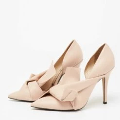 N21 N° 21 Beige Leather Abstract Bow Pointed Toe Pumps Size 37 Women 3 N21 N° 21 Beige Leather Abstract Bow Pointed Toe Pumps Size 37 Women -N21shop luxury women n21 used shoes p654126 002