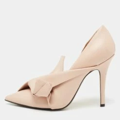 N21 N° 21 Beige Leather Abstract Bow Pointed Toe Pumps Size 37 Women