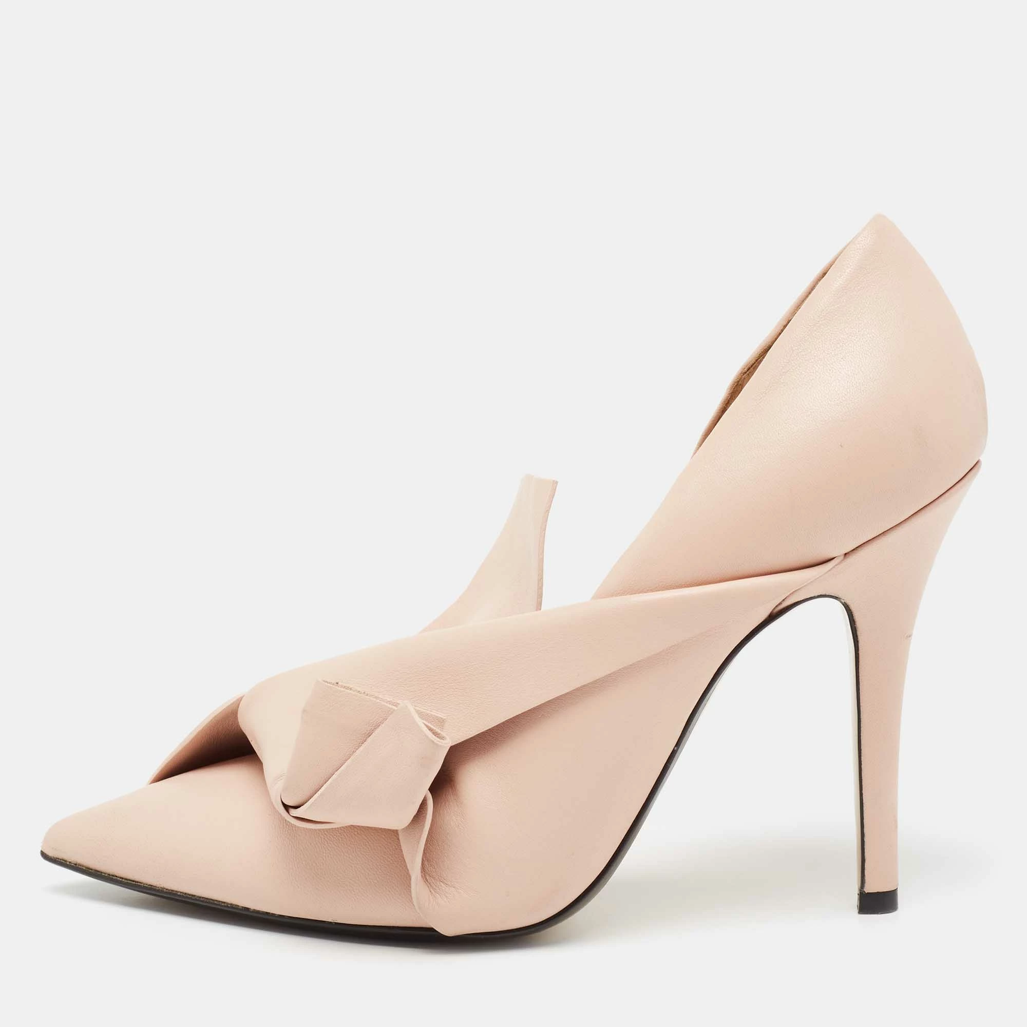 N21 N° 21 Beige Leather Abstract Bow Pointed Toe Pumps Size 37 Women N21 N° 21 Beige Leather Abstract Bow Pointed Toe Pumps Size 37 Women -N21shop luxury women n21 used shoes p654126 003