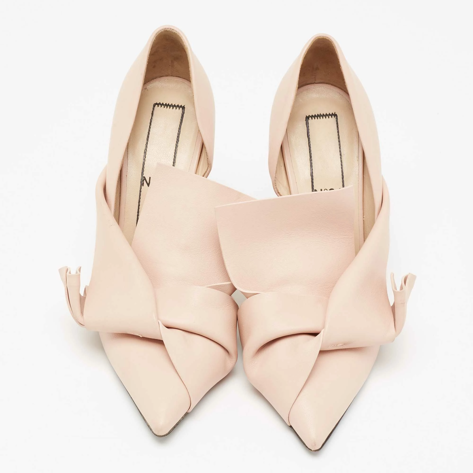N21 N° 21 Beige Leather Abstract Bow Pointed Toe Pumps Size 37 Women N21 N° 21 Beige Leather Abstract Bow Pointed Toe Pumps Size 37 Women -N21shop luxury women n21 used shoes p654126 005