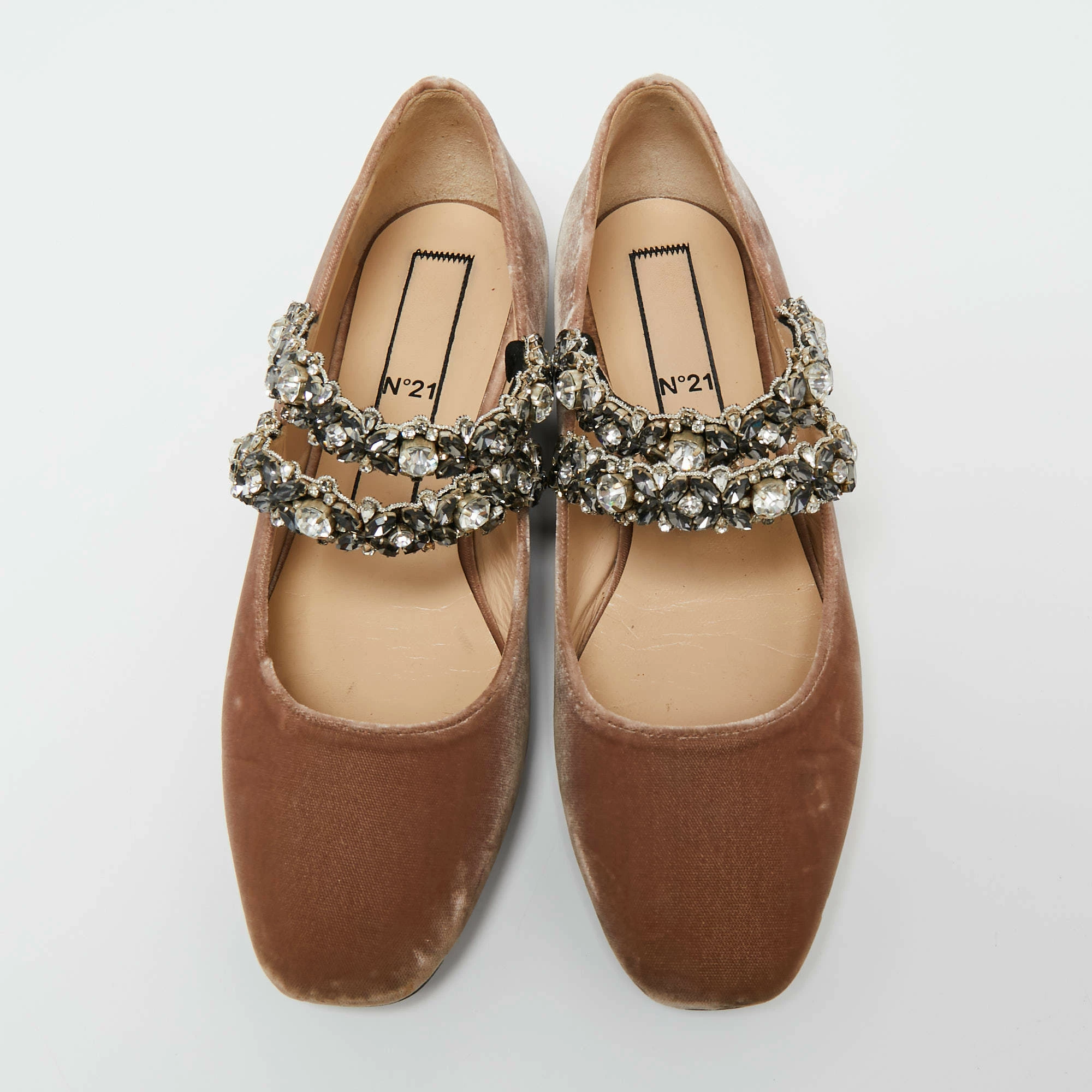 N21 Nº21 Brown Velvet Crystal Embellished Ballet Flats Size 39.5 Women N21 Nº21 Brown Velvet Crystal Embellished Ballet Flats Size 39.5 Women -N21shop luxury women n21 used shoes p654143 008
