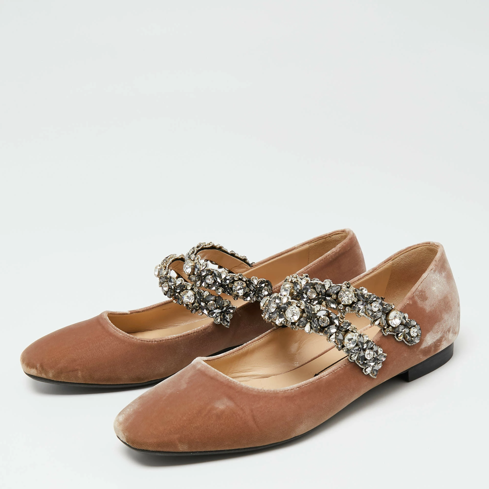 N21 Nº21 Brown Velvet Crystal Embellished Ballet Flats Size 39.5 Women N21 Nº21 Brown Velvet Crystal Embellished Ballet Flats Size 39.5 Women -N21shop luxury women n21 used shoes p654143 009