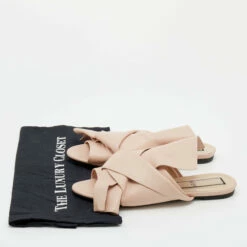 N21 Nº21 Beige Leather Knot Flats Size 40 Women -N21shop luxury women n21 used shoes p654786 008