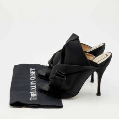 N21 Nº21 Black Satin Raso Knot Peep Toe Slide Mules Size 41 Women Sandals -N21shop luxury women n21 used shoes p656464 001