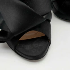 N21 Nº21 Black Satin Raso Knot Peep Toe Slide Mules Size 41 Women Sandals -N21shop luxury women n21 used shoes p656464 006
