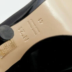 N21 Nº21 Black Satin Raso Knot Peep Toe Slide Mules Size 41 Women Sandals -N21shop luxury women n21 used shoes p656464 008