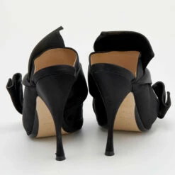 N21 Nº21 Black Satin Raso Knot Peep Toe Slide Mules Size 41 Women Sandals -N21shop luxury women n21 used shoes p656464 009