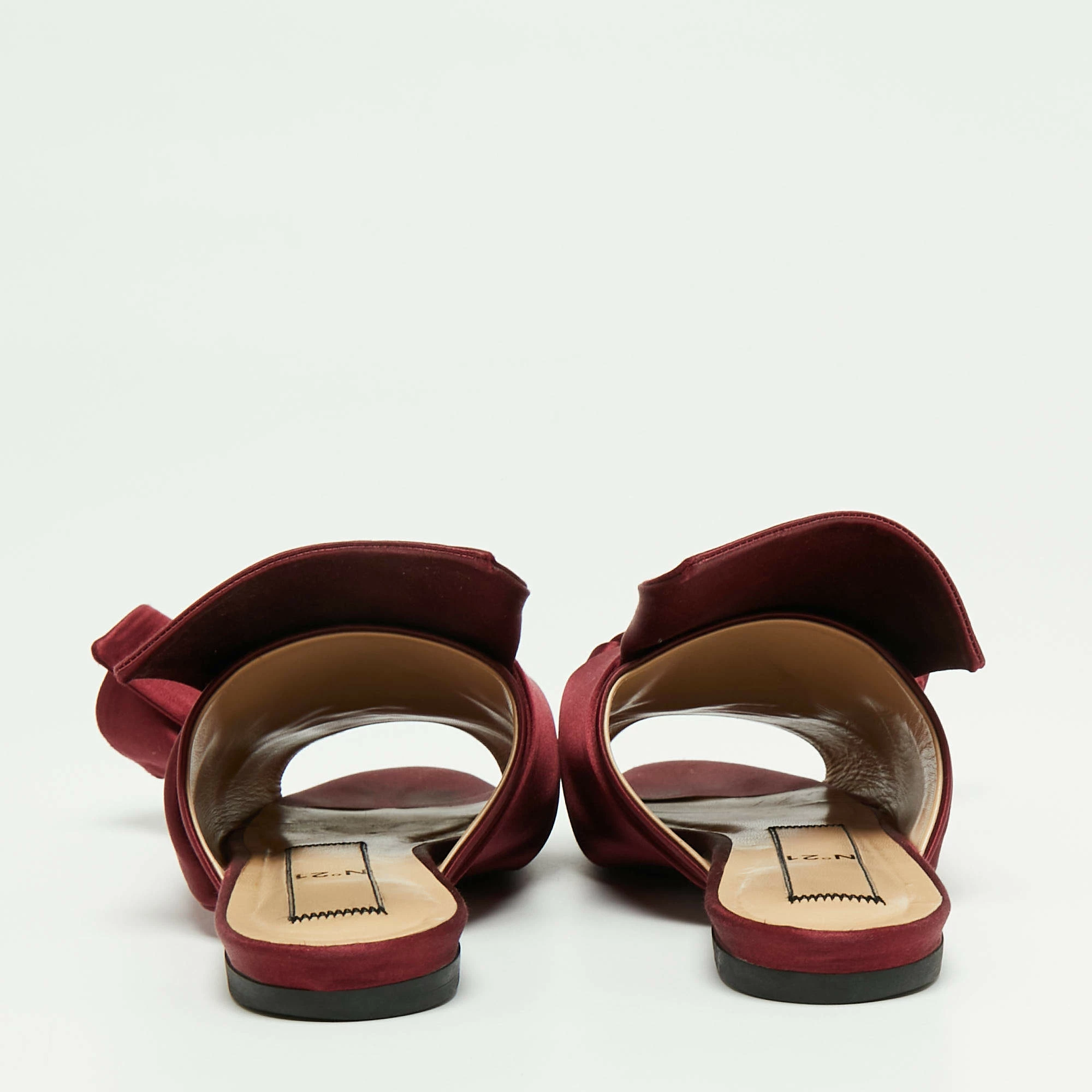 N21 Nº21 Burgundy Satin Knot Flat Mules Size 39 Women Flats N21 Nº21 Burgundy Satin Knot Flat Mules Size 39 Women Flats -N21shop luxury women n21 used shoes p659532 008