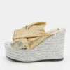 N21 Silver/Gold Glitter Fabric Raso Knot Espadrille Platform Wedge Sandals Size 35.5 Women 1 N21 Silver/Gold Glitter Fabric Raso Knot Espadrille Platform Wedge Sandals Size 35.5 Women -N21shop luxury women n21 used shoes p663833 002
