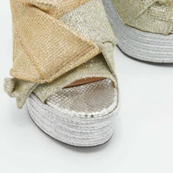 N21 Silver/Gold Glitter Fabric Raso Knot Espadrille Platform Wedge Sandals Size 35.5 Women 8 N21 Silver/Gold Glitter Fabric Raso Knot Espadrille Platform Wedge Sandals Size 35.5 Women -N21shop luxury women n21 used shoes p663833 006