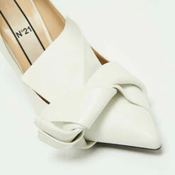 N21 Nº21 White Leather Knot Pointed Toe Pumps Size 38 Women 8 N21 Nº21 White Leather Knot Pointed Toe Pumps Size 38 Women -N21shop luxury women n21 used shoes p666423 005