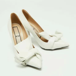 N21 Nº21 White Leather Knot Pointed Toe Pumps Size 38 Women 5 N21 Nº21 White Leather Knot Pointed Toe Pumps Size 38 Women -N21shop luxury women n21 used shoes p666423 006