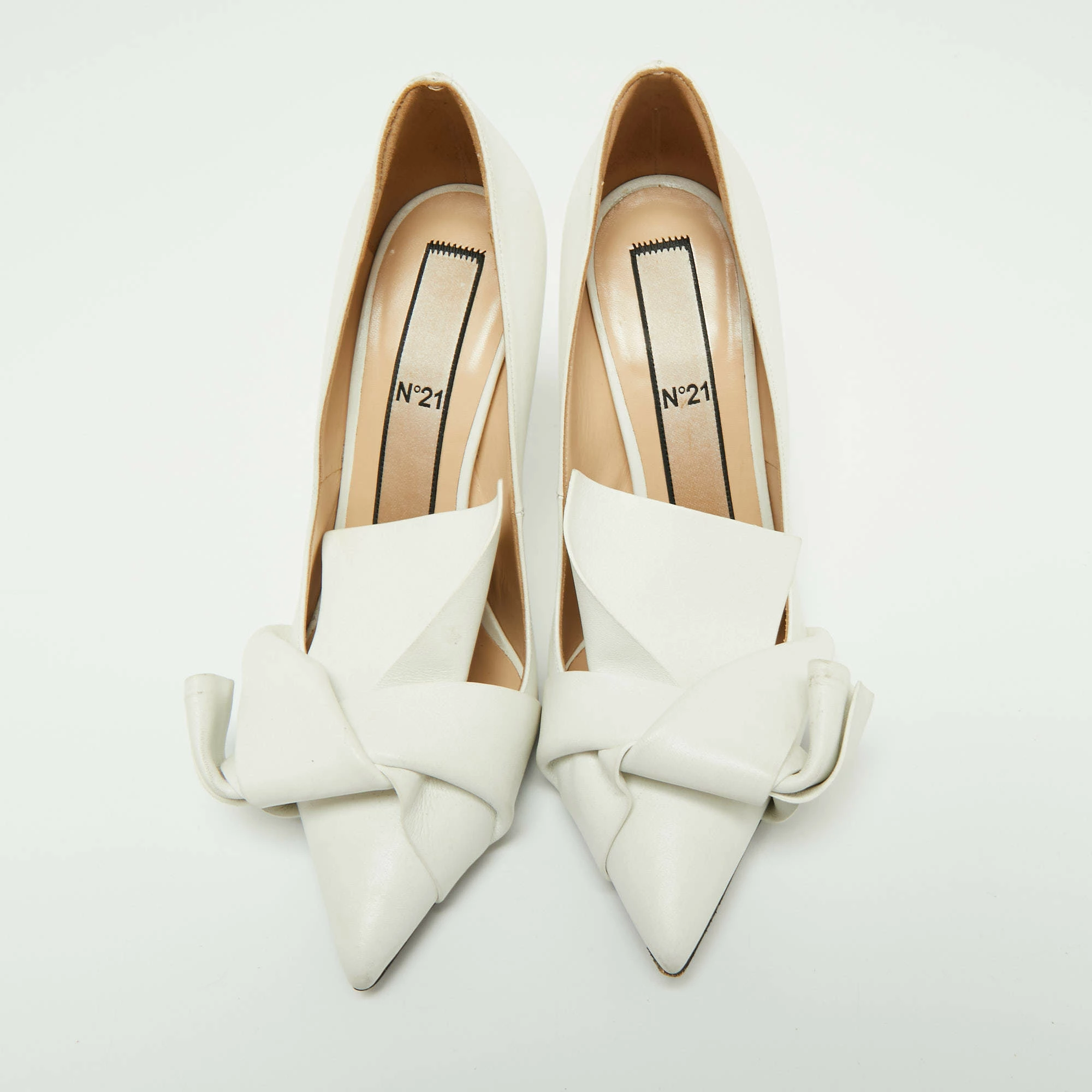 N21 Nº21 White Leather Knot Pointed Toe Pumps Size 38 Women N21 Nº21 White Leather Knot Pointed Toe Pumps Size 38 Women -N21shop luxury women n21 used shoes p666423 008
