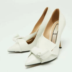N21 Nº21 White Leather Knot Pointed Toe Pumps Size 38 Women 3 N21 Nº21 White Leather Knot Pointed Toe Pumps Size 38 Women -N21shop luxury women n21 used shoes p666423 009